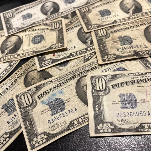 1934 Well Circulated Ten Dollar ($10) Silver Certificate Bill - Buying 1 Note