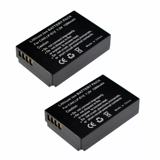 2 pack  Battery For Canon LP-E12 EOS M,M50,M2,M100,M10,100D, Rebel SL1 EOS M200