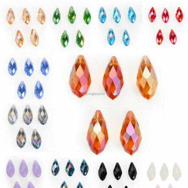 20Pcs Faceted Glass Teardrop Pendant Finding Jewelry Making Loose Beads 6/8/10mm