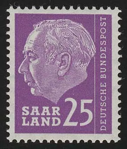 Saarland 390  Heuss 25 (Fr) 1957, **