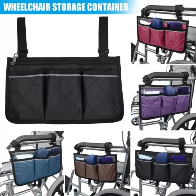 Wheelchair Armrest Side Storage Bag Wheelchair Side Organizer with Cup Holder UK