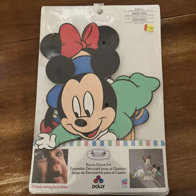 RARE 90’s Disney Babies Decor Set Vintage Dolly Inc. Mickey, Mickey & Donald NIB