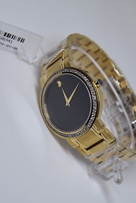 New Men's Movado Stiri  Gold Tone Custom Set Diamond Swiss Watch 0606195