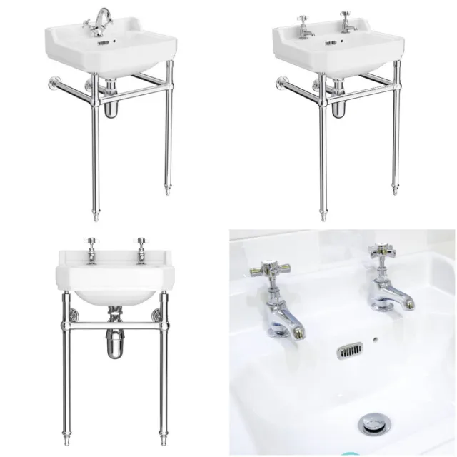 Traditional Luxury Chrome Washstand complete with 1 tap hole victorian basin 560