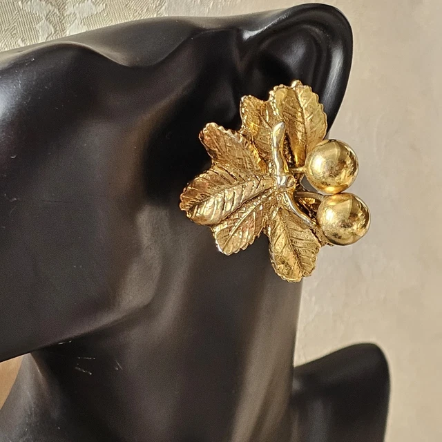 Boucles D'oreilles Clips Vintage Micris - Années 80-90 - Dorées, En Alliage Et Plastique - Occasion