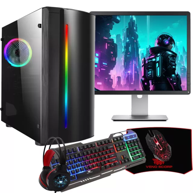 Gaming PC 22" Bundle Core i5 256GB SSD 500HDD 16GB NVidia GT710 2GB Windows 10