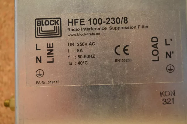 BLOCK HFE 100-230/8   Entstörfilter Funk?Entstörfilter HFE 2
