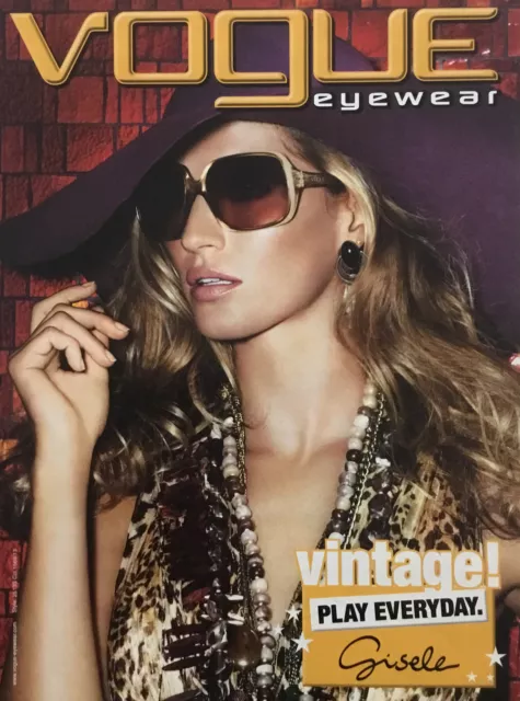Vogue Eyewear Gisele Bündchen 2000s Print Advertisement Ad 2008 Hair Super Model
