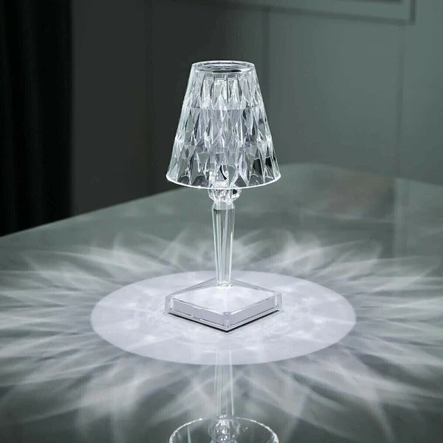 lampada da tavolo LED ricaricabile tipo cristallo poldina batteria touch diamon