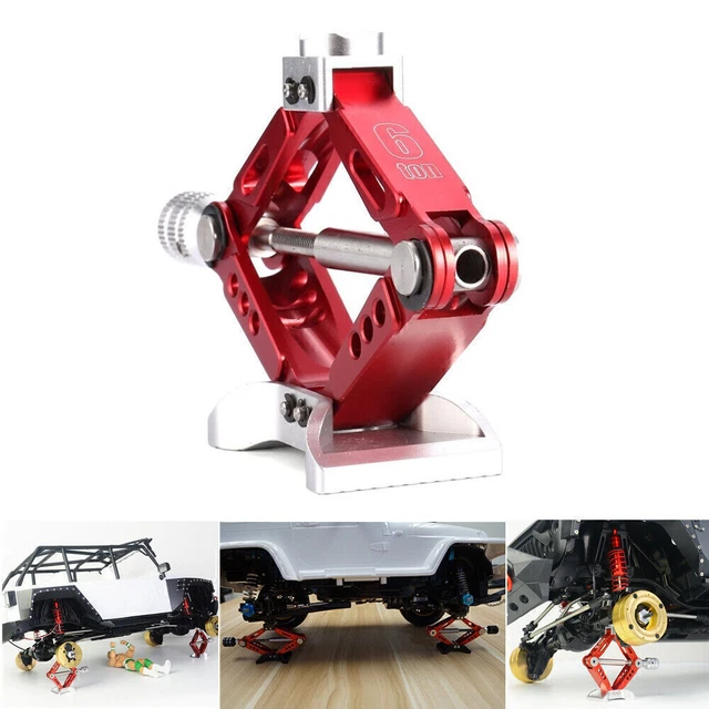 Cric Ciseaux Métal Pour Voiture RC 1:10 - Accessoire Réaliste, Finition Noir/rouge, Pour Crawler, Stabilisateur