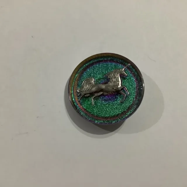 Czech Glass Button. Unicorn. 32mm. Multicoloured.