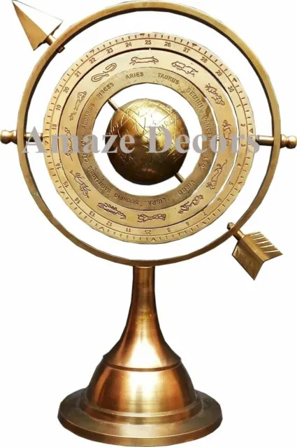 Sphère armillaire en laiton de 12 pouces avec flèche, globe astrolabe...