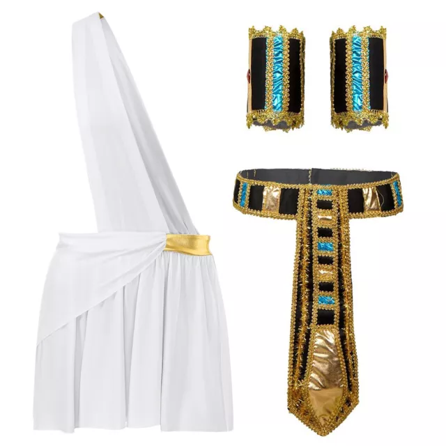 Mens Costume Outfit Waistband Skirt+Belt+Wrist Bands Theme Party Pleated Skirt