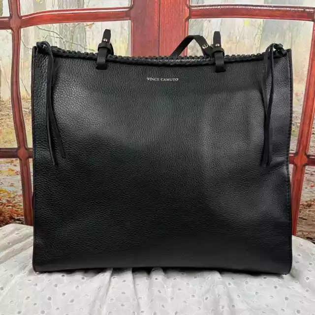 VINCE CAMUTO LITZY Black Leather Tote Bag $165.00 - PicClick