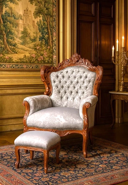 Fauteuil Antique Chaise Baroque Bergère Banc Rokoko Fauteuil Capitonné
