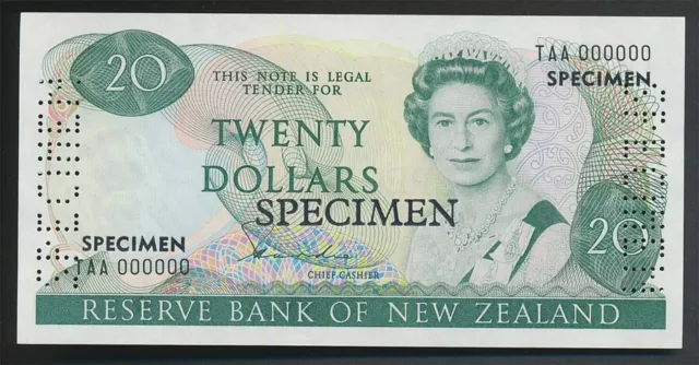 New Zealand: 1981 $20 Hardie SPECIMEN,  Type II, UNC, TAA 000000, VERY RARE