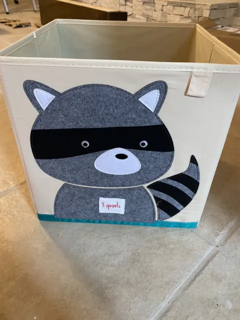 3 Sprouts Children's Foldable Fabric Storage Cube Box Soft bin Fox & Raccoon