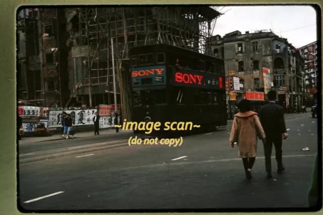 Hong Kong, Trolley w/ Sony Sign in 1964, Kodachrome Slide n13b