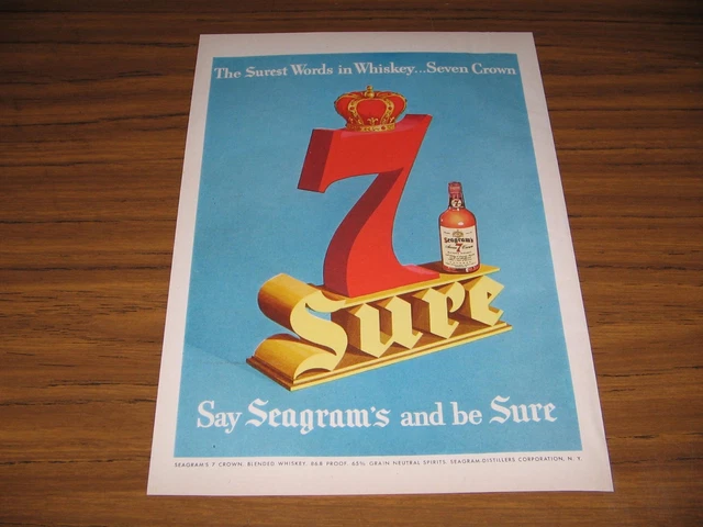 1954 Print Ad Seagrams Seven 7 Crown Blended Whiskey