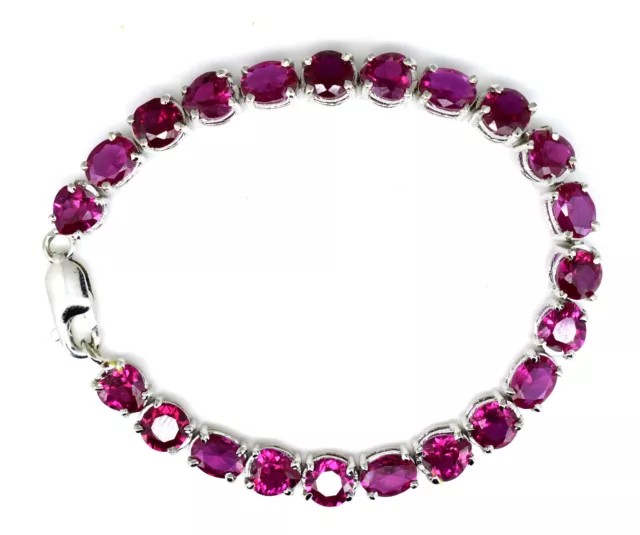 70.90 CTS NATURAL Red Ruby Mix Shape 925 Sterling Silver Bracelet 7.9 ...