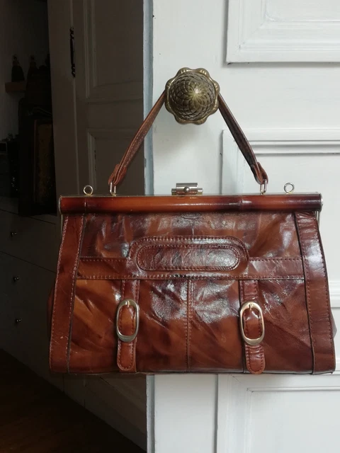 Sac Médecin Vintage En Cuir épais Marron - Style Ancien Sac Diligence Pour Femme
