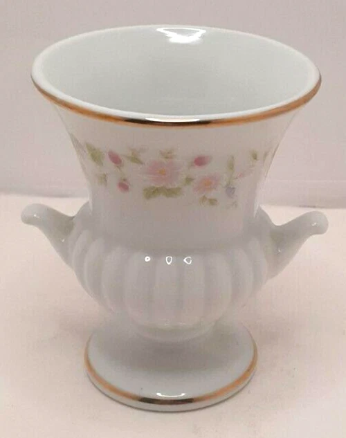 Jamestown China Small Porcelain Floral 3.5 " Urn Gold Trim Japan