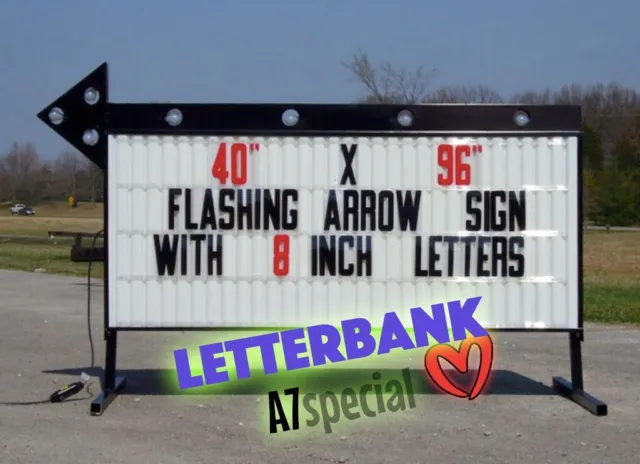 NEW 96" x 40" Black A8 Flashing Arrow Roadside Readerboard. Now with letters!