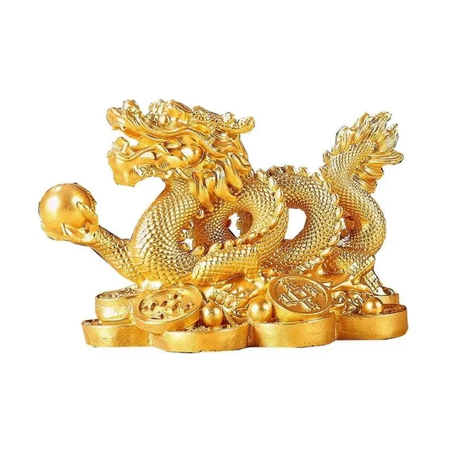 1pc Fengshui Chinese Dragon Figurine, Wealth Attraction Statue 5.5x4x8cm