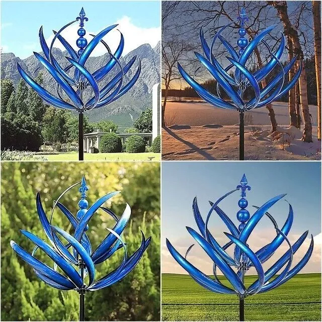 Outdoor Yard Lawn Garden Decor Kinetic Wind Spinner Metal Sculpture with Stake