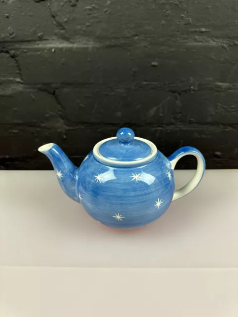 Whittard of Chelsea Clipper Ceramic Hand Painted Teapot Blue Stars 1 Pint