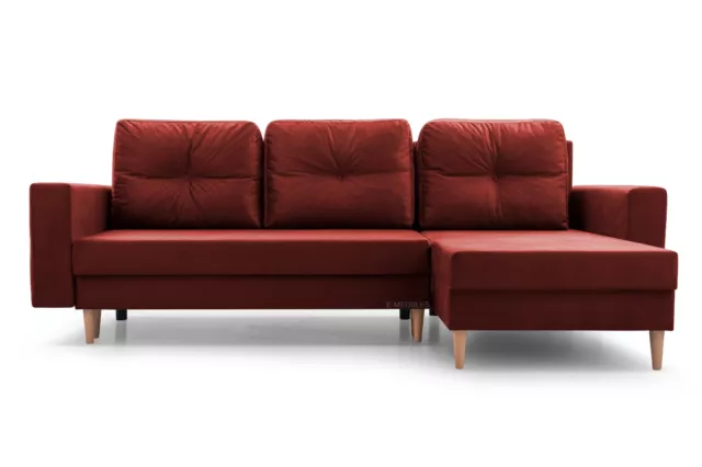 Ecksofa mit Schlaffunktion und Bettkasten Polstergarnitur Sofa Couch CARL Rot