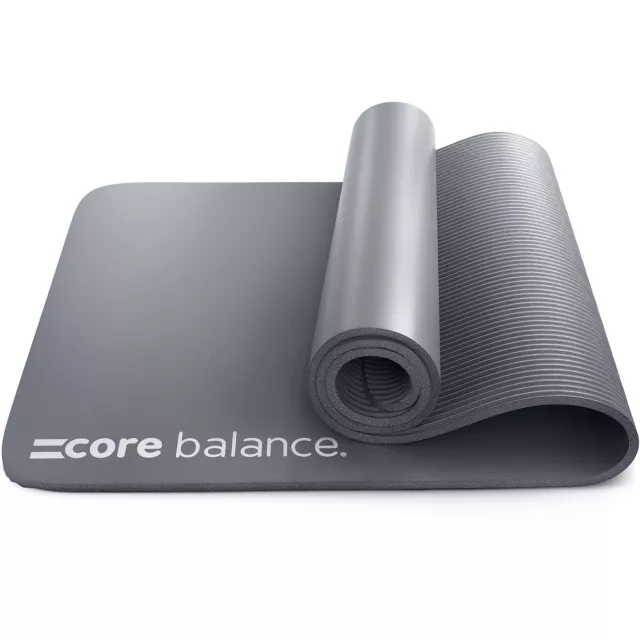 Yoga Pilates Mat 10mm Thick Foam Exercise Gym Fitness Carry Strap Core Balance