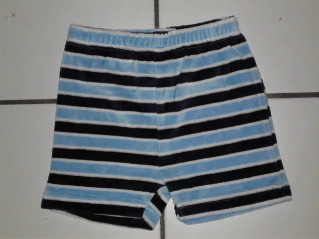 Short Eponge Unisexe A Rayure Blanc/Bleu Clair Bleu Marine Taile 68 Ou 6/9 Mois