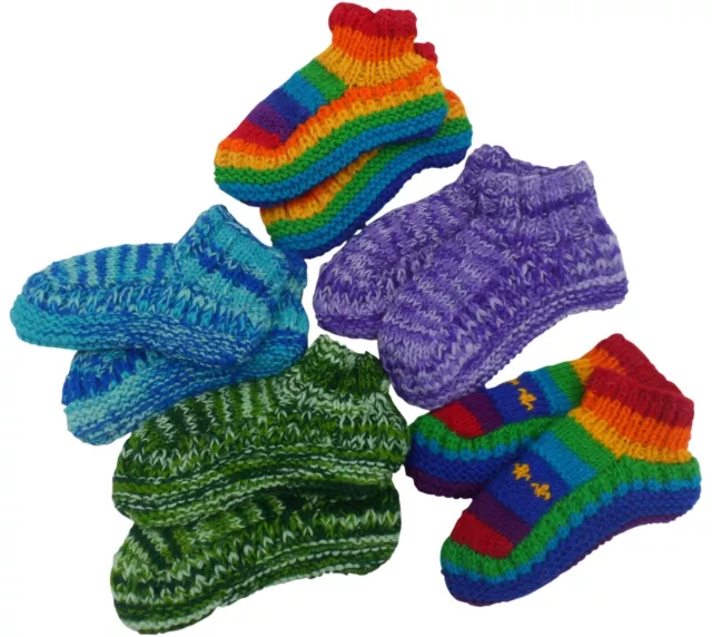 Fair Trade Nepal Winter Wool Fleece Lined Cosy Toes Slipper Bed Socks Size 4 - 7