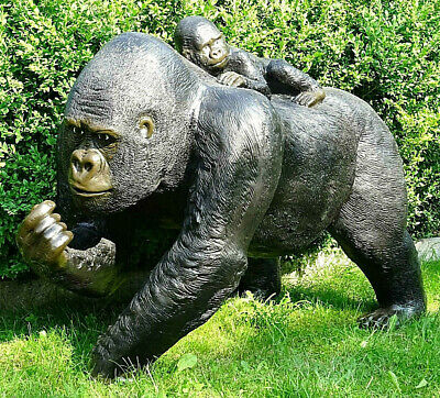 31 cm GE0190 Gorilla mit Baby Skulptur Affe Figur Tierfigur ca 