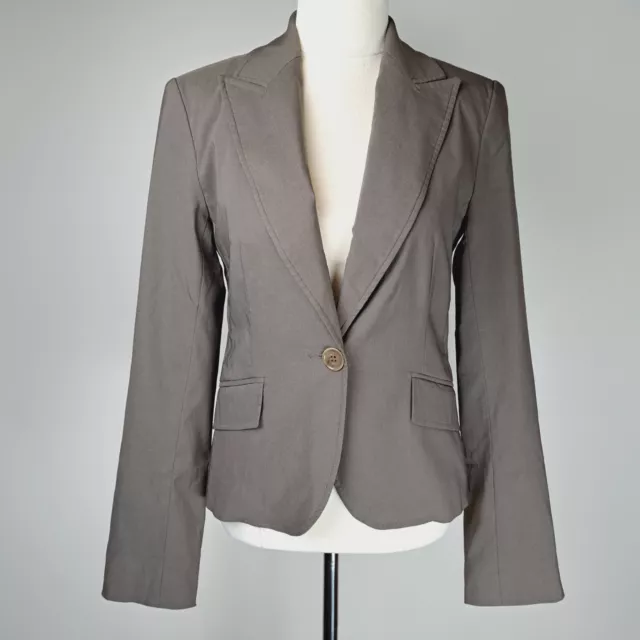 Cue Womens Blazer Jacket Size 8 Grey Stretch Work Corporate Office Career