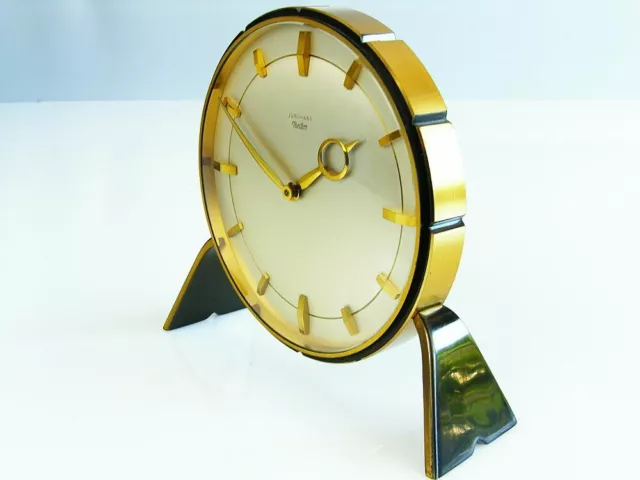 Rare Heavy Art Deco Bauhaus Brass Desk Clock Junghans  Master Piece