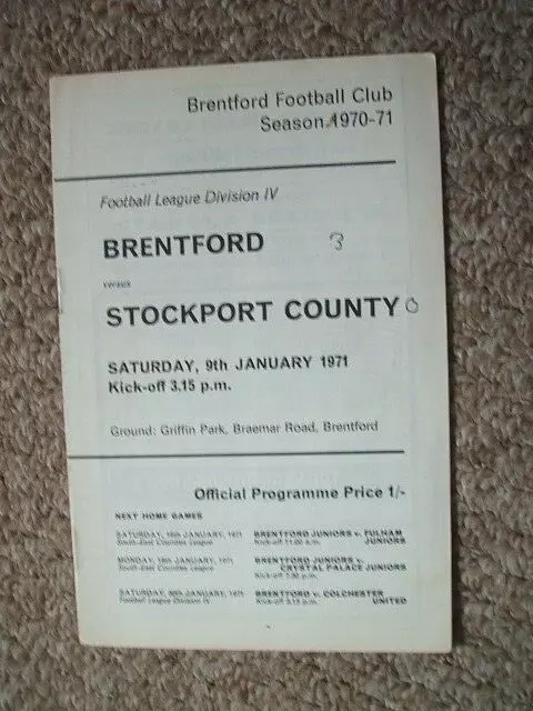 BRENTFORD v STOCKPORT COUNTY...1970/71 DIV 4