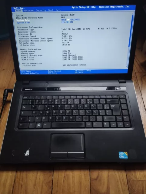 PC Portable Dell Vostro 3500  I3 Intel Core I3 RAM 4 Go HDD 250 Go Pas De Window