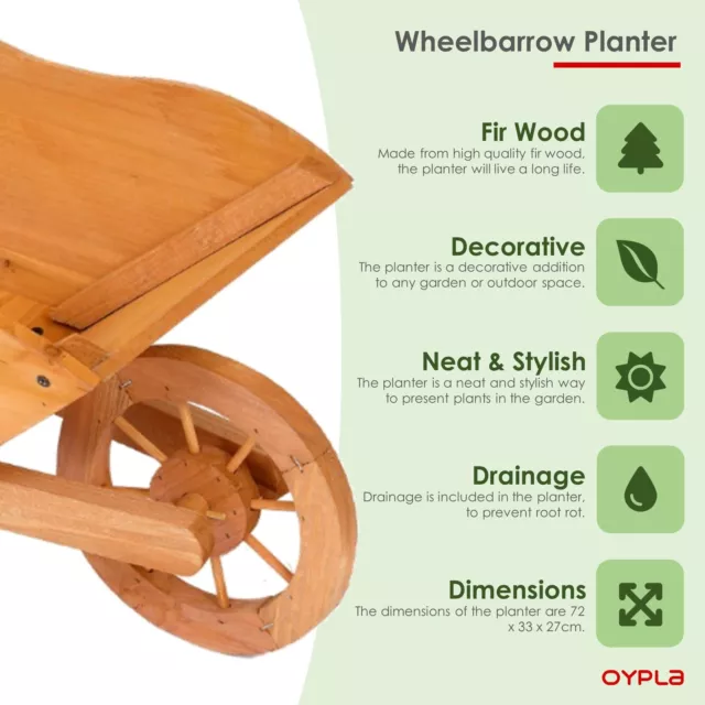 NEW! Garden Wooden Wheelbarrow Flower Planter Ornamental Plant Pot 2