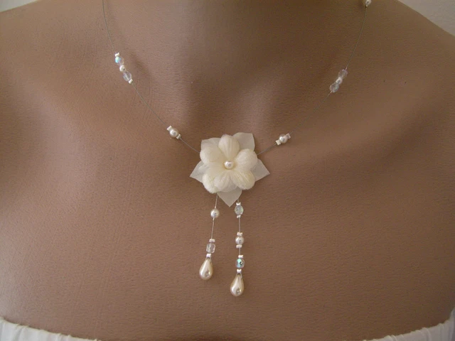 Collier Fantaisie Turquoise/ivoire Pour Robe De Mariée Ou Soirée - Neuf Avec étiquettes