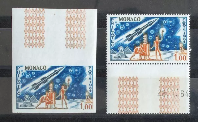 MONACO 1965 SPACE, VF Perf + Imperf MNH/** Rocket EXPO Stamp Satellites ITU UIT