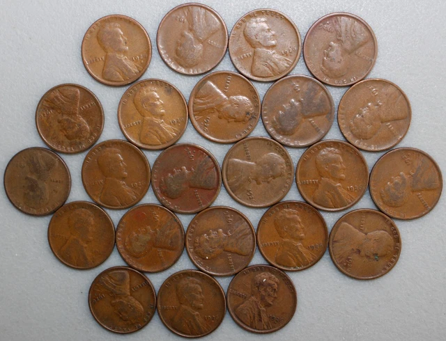 1926 D Lincoln Wheat Cents 23 Coin Lot 1c US Pennies Coins Circulated One-Cent