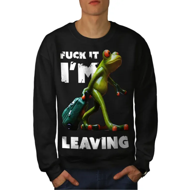 Wellcoda I'm Leaving Frog Mens Sweatshirt, Animal Casual Pullover Jumper