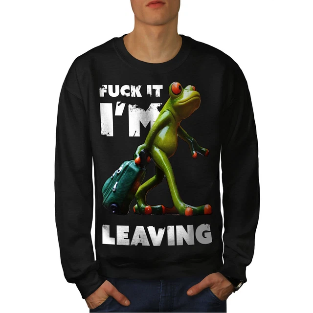 Wellcoda I'm Leaving Frog Mens Sweatshirt, Animal Casual Pullover Jumper
