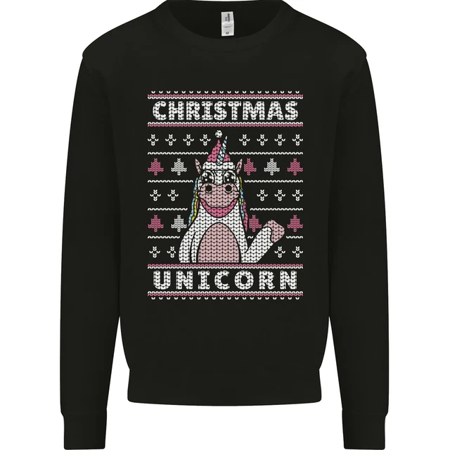Divertente Natale Unicorn Motivo Bambini Felpa Maglione