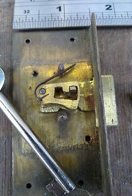 Solid brass half mortice lock with key 1 1/2" x 3".... .old stock.