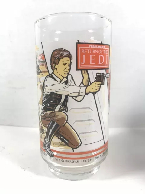 Han Solo Star Wars Burger King Return Of The Jedi Drinking Glass Coca-Cola 1983