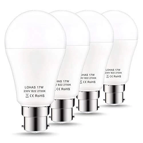 B22 LED Bulbs 17W, LOHAS A60 B22 Bayonet Light Bulb, Equivalent to 150W