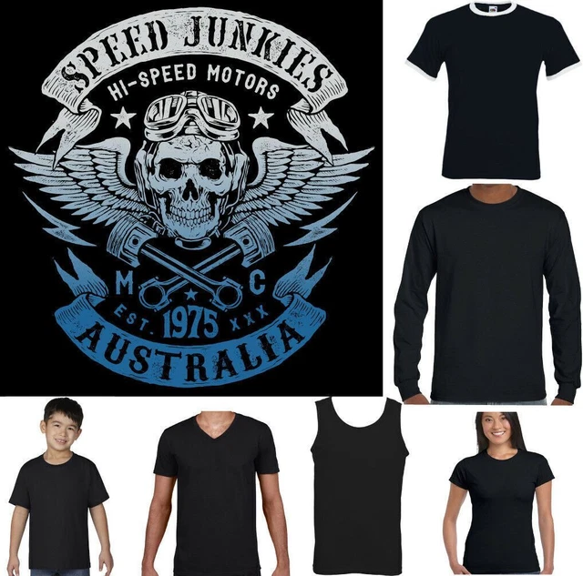 Australiano Biker T-Shirt Bikie Australia Motocicletta Velocità Junkies Top